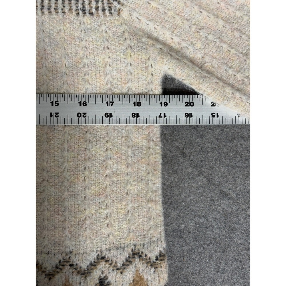 Artelier Nicole Miller Womens Cream Fair Isle Diamond Turtleneck Sweater Size‎ M - Picture 7 of 8